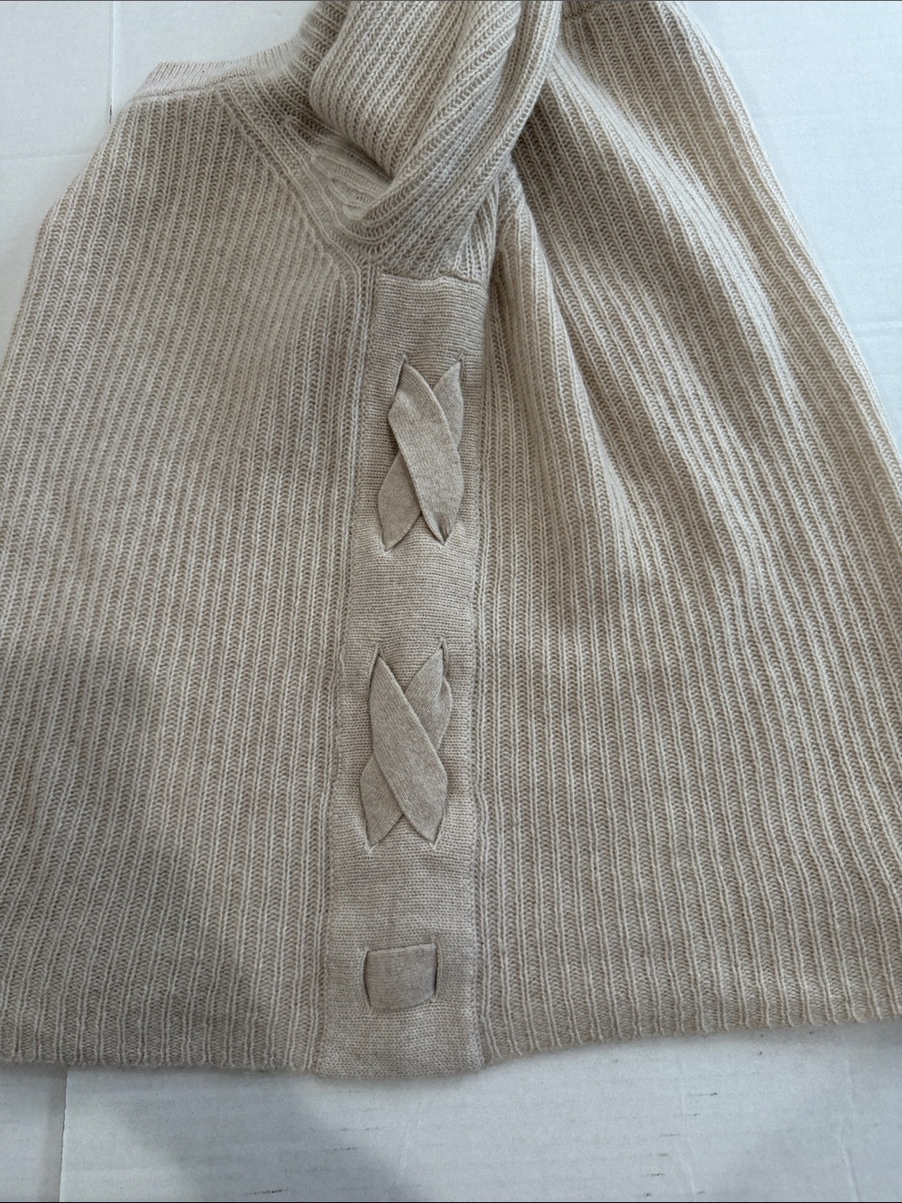 Only Mine Beige Ribbed Crewneck Sweater with Side Braid - Picture 9 of 12